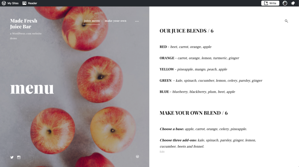 33 menu page
